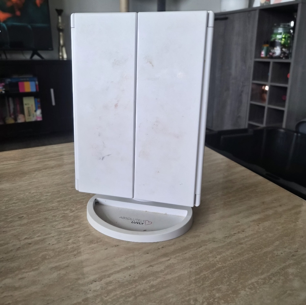 White Vanity Mirror with Stand